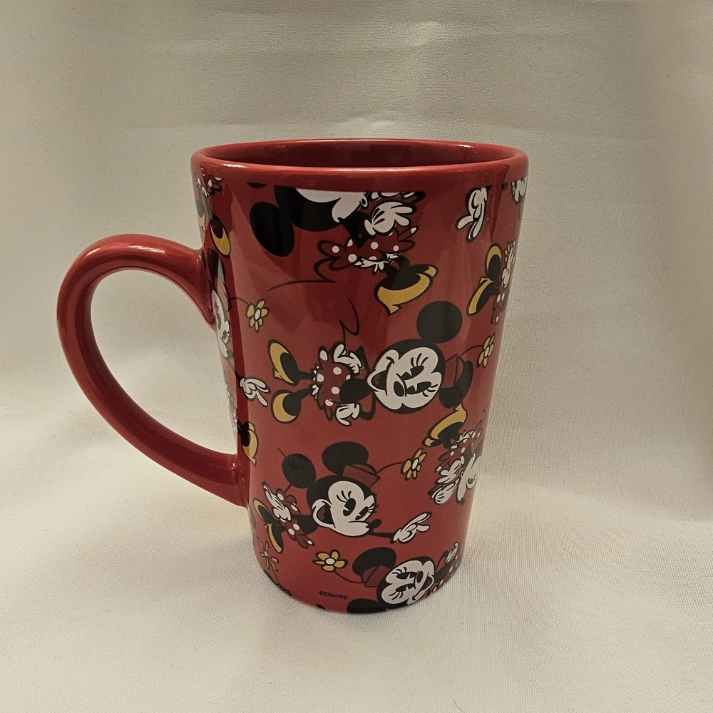 Disney Minnie Mouse Red 5" Tall Coffee Mug Ceramic All Over Print Cup Park Store